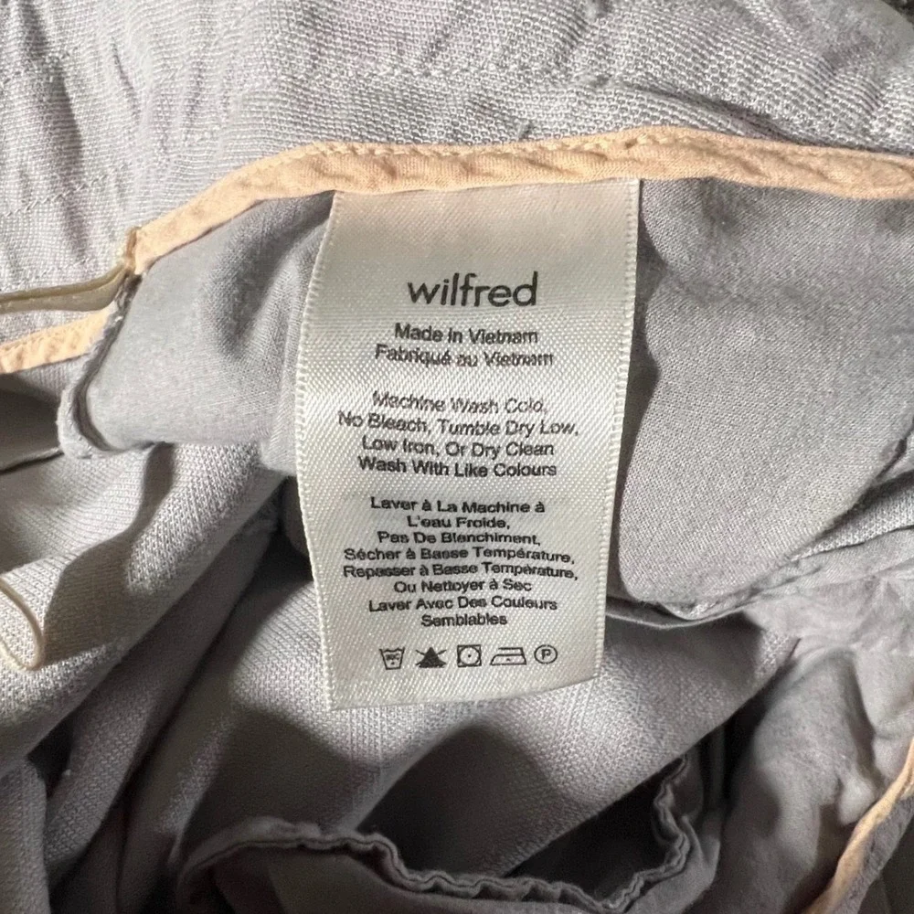 Wilfred Tapered Linen Blend Pants Womens 4‎ Grey Pleated Drawstring Trousers